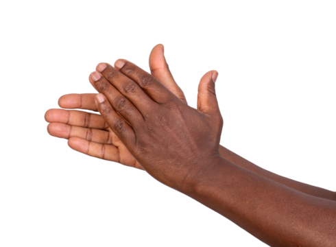 Man clapping his hands isolated on white or transparent background