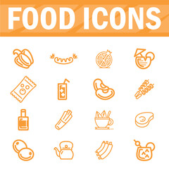Food and drinks icons set, Vector illustration