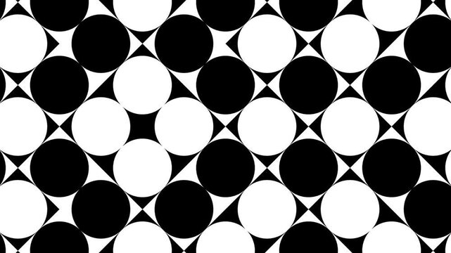 Abstract Black Circles on White Squares &ndash; Geometric Optical Illusion Animation in Bold Monochrome for Creative Projects and Modern Visual Effects