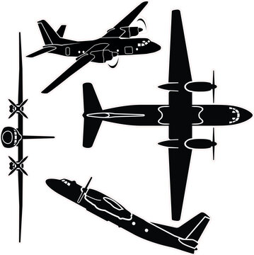 medium size transport airplane vector set