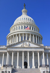 US Capitol in Washington DC with blue sky background, USA
