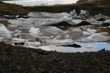 Landschaftsbild auf Island, Svinafellsjokull, Gletschersee