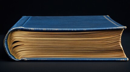 Gold Edge Blue Vintage Book Cover. Detailed Texture of An Old Closed Book