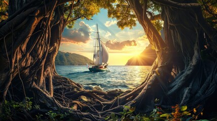 A sailboat on the sea