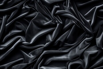 Obraz premium Close-up shot of a draped black fabric creating a luxurious texture.
