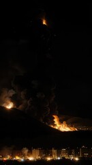 a forest fire engulfs dry grassy fields