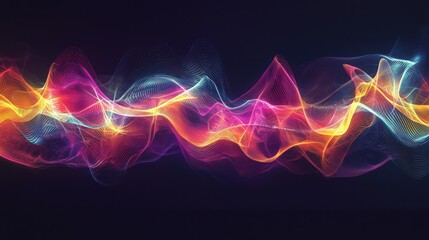 Naklejka premium Abstract digital artwork a colorful sound wave against a dark background, illustrating vibrant energy flow