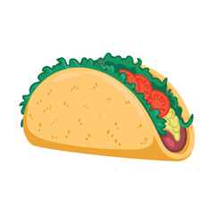Grilled beef taco with fresh tomato salsa, vector illustration on a white background.