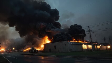 a blazing fire engulfs several homes in the area