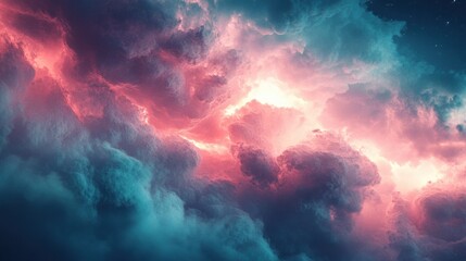 Fototapeta premium Dramatic pink and blue cloudscape