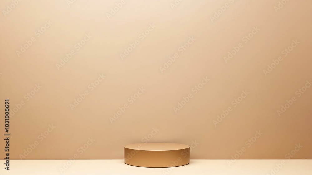 Poster a round pedestal rests on a smooth surface against a warm beige backdrop, creating a stylish setting