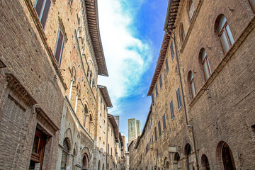 San Gimignano, Tuscany, Italy, street and towers