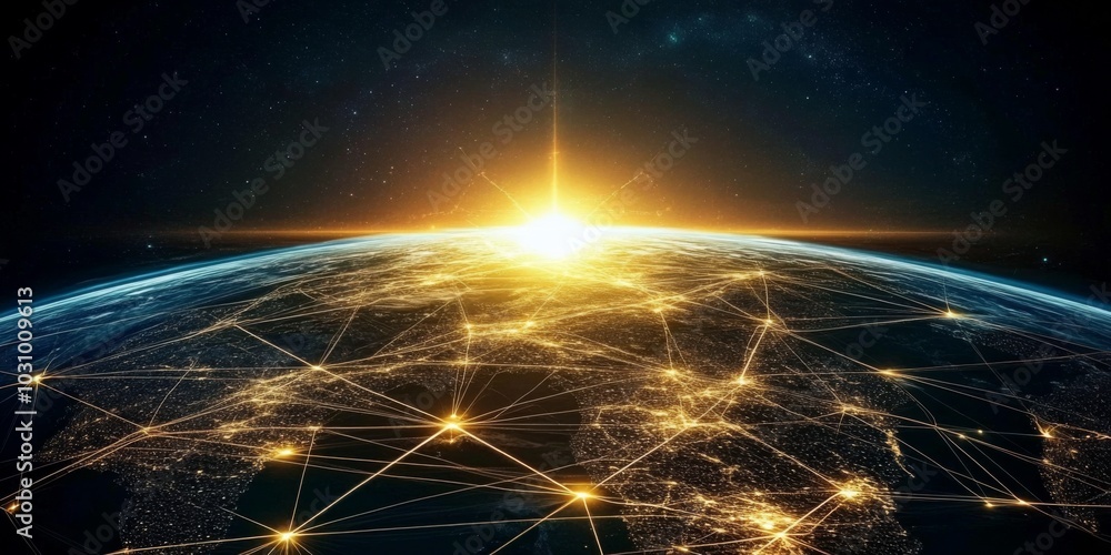 Poster unveiling the futuristic network overlay across the globe