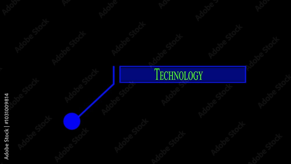 Poster blue animation of hud elements with text technology hud elements on black background