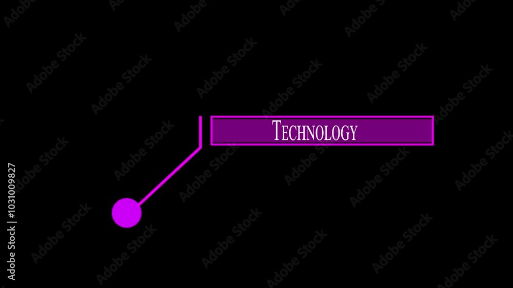 Poster purple animation of hud elements with text technology hud elements on black background