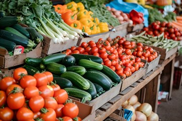Fresh vegetables on display at local market
