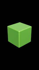 3d green cube on black