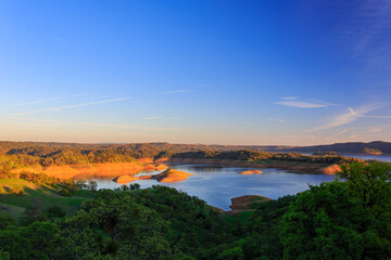 Sunny view of the landscape of San Luis Reservoir State Recreation Area
