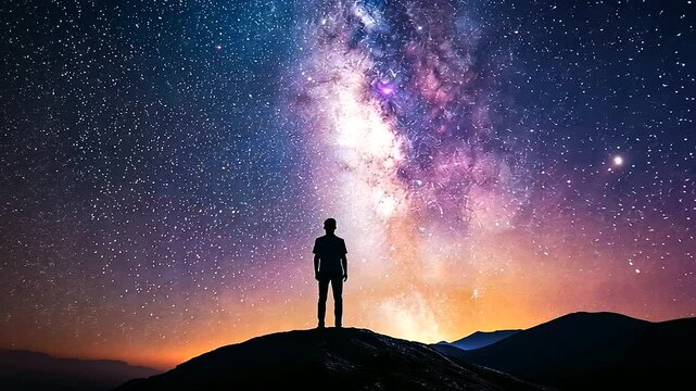 The night sky reflects infinite wisdom, love, and responsibility, as the teacher guides others toward understanding