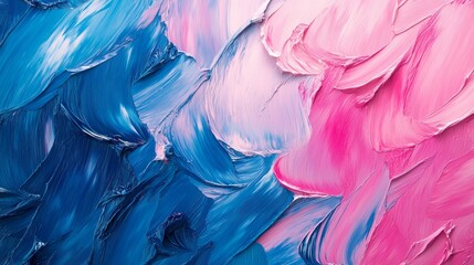 Abstract background with blue and pink oil paint brush strokes, highly detailed texture, flowing...