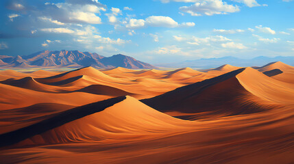 Fototapeta premium Expansive desert landscape with rolling sand dunes. Rolling Sand Dunes. Illustration