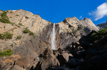 Sunny view of the Bridal Veil in Yosemite National Park