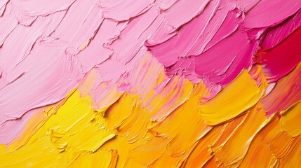 Abstract background with yellow and pink oil paint strokes, high detail, flowing patterns, perfect...