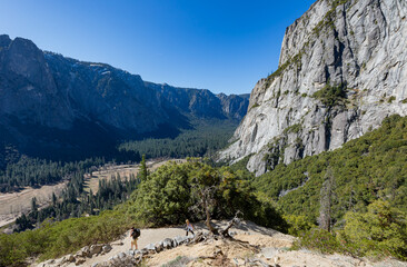 Sunny high angle view of the landscape at Yosemite National Park