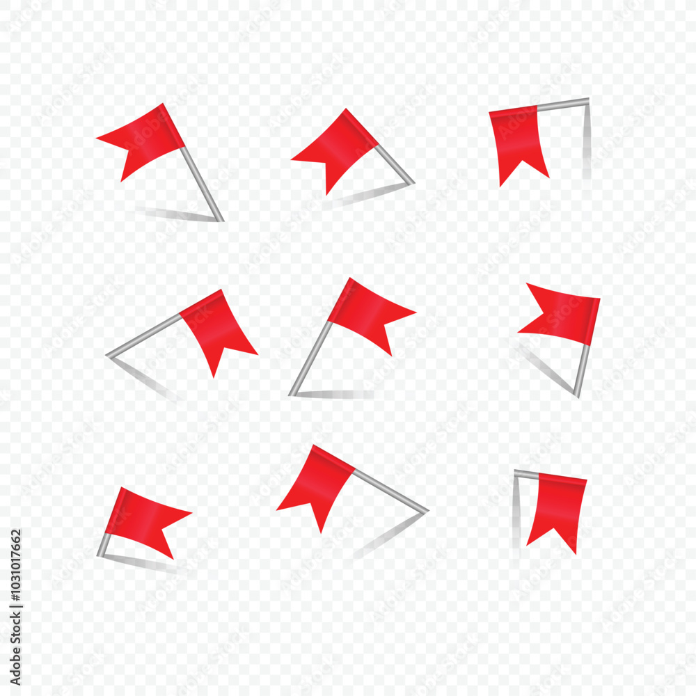 Poster realistic map flag icon set on transparent background vector design.