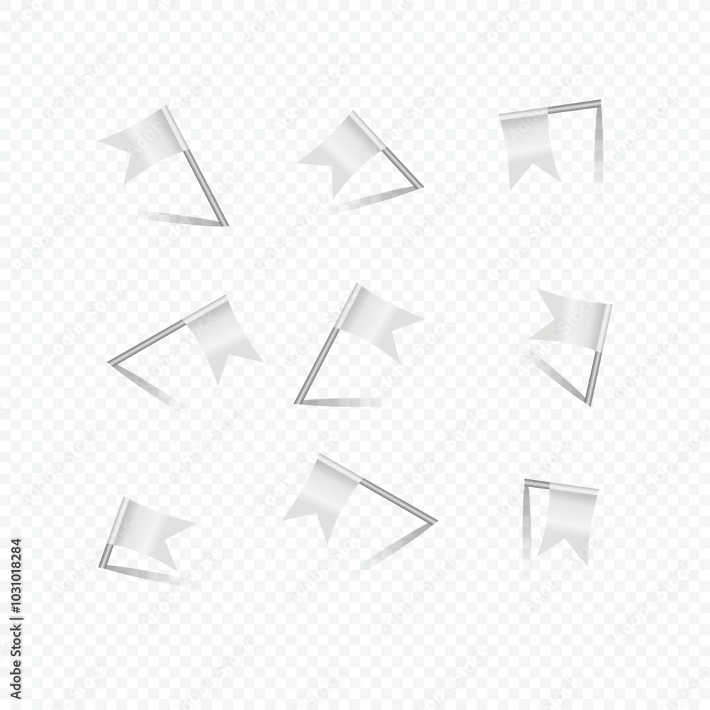 Poster realistic map flag icon set on transparent background vector design.