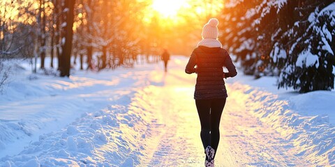 woman jogging, winter