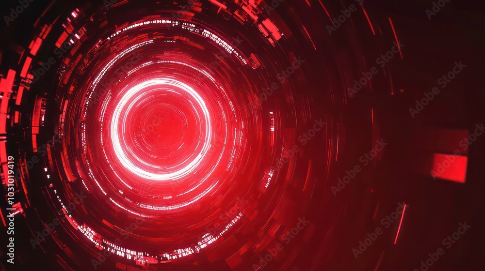 Poster abstract red and white glowing circular background with a futuristic design.