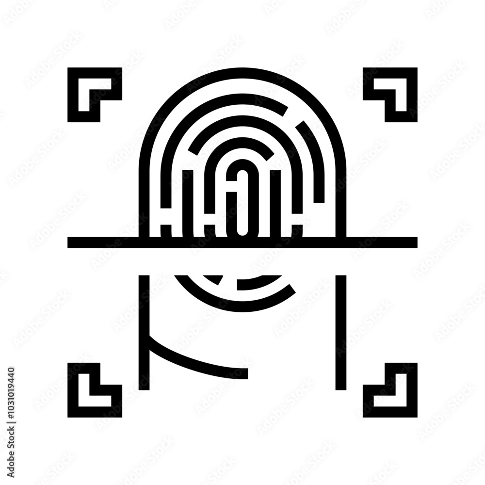 Poster fingerprint scan line icon vector. fingerprint scan sign. isolated contour symbol black illustration