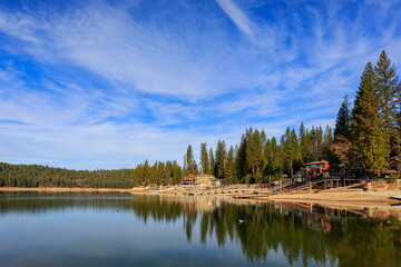 Sunny landscape of the Bass Lake
