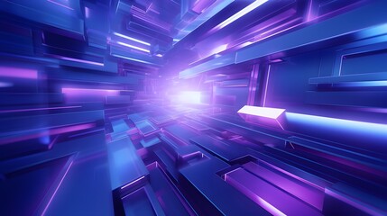 Fototapeta premium 3d rendering of blue and purple abstract geometric background. Scene for advertising, technology, showcase, banner, game, sport, cosmetic, business, metaverse. Sci-Fi Illustration. Product display