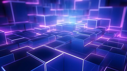 Obraz premium 3d rendering of blue and purple abstract geometric background. Scene for advertising, technology, showcase, banner, game, sport, cosmetic, business, metaverse. Sci-Fi Illustration. Product display
