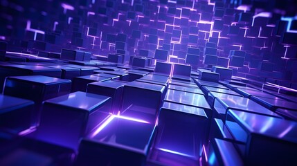 Fototapeta premium 3d rendering of blue and purple abstract geometric background. Scene for advertising, technology, showcase, banner, game, sport, cosmetic, business, metaverse. Sci-Fi Illustration. Product display