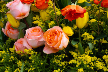 Beautiful roses and tulips bouquet