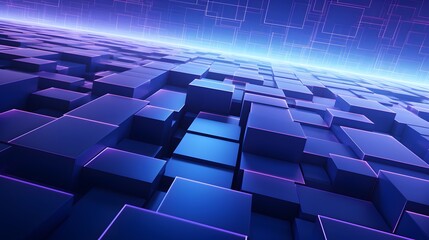 Fototapeta premium 3d rendering of blue and purple abstract geometric background. Scene for advertising, technology, showcase, banner, game, sport, cosmetic, business, metaverse. Sci-Fi Illustration. Product display