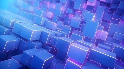 Fototapeta premium 3d rendering of blue and purple abstract geometric background. Scene for advertising, technology, showcase, banner, game, sport, cosmetic, business, metaverse. Sci-Fi Illustration. Product display