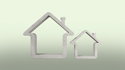 3D home shape concept made by cement. Cement shape house for image manipulation.