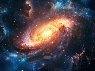 Obraz premium Celestial galaxy scene with radiant stars and cosmic mist