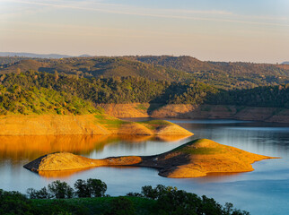 Sunny view of the landscape of San Luis Reservoir State Recreation Area