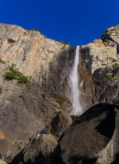 Sunny view of the Bridal Veil in Yosemite National Park