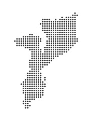 Mozambique - Dotted Map. Map formed by Dots. Vector Illustration