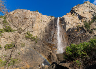 Sunny view of the Bridal Veil in Yosemite National Park