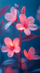 Fototapeta premium Mesmerizing Pink Fantasy Glow Flowers Close Up with Enchanting Bloom in Dreamlike Setting