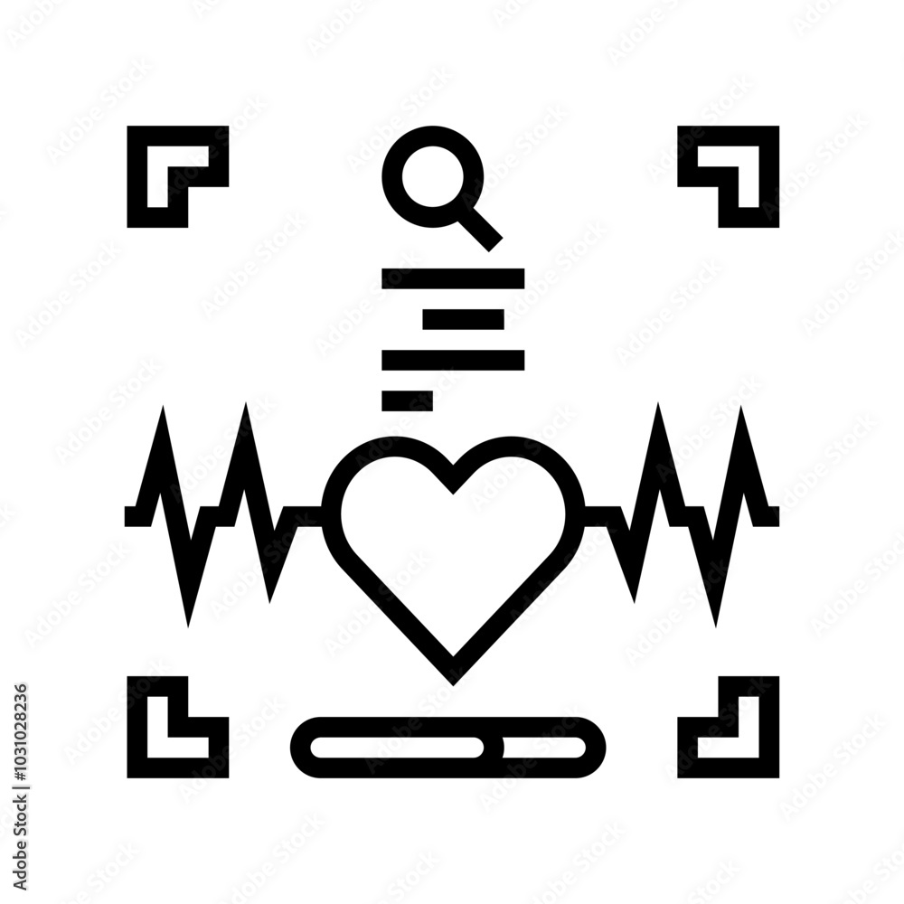 Poster heartbeat authentication line icon vector. heartbeat authentication sign. isolated contour symbol bl