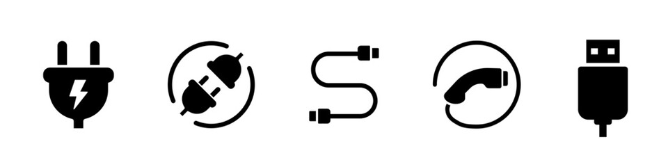 Cable icon. Cable icon set.