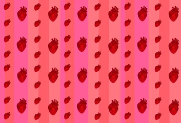 real hearts seamless pattern valentines day